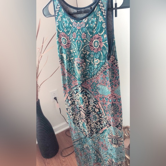 Peruvian Connection Penelope Knit Tank Pima Cotton Sheath Dress Floral Jacquard - Picture 3 of 7